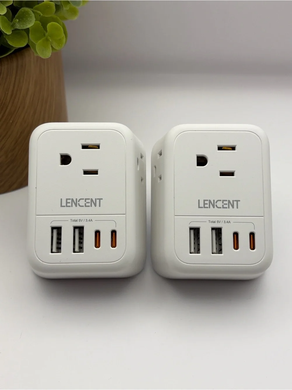 2-Pack Lencent Foldable Dual USB Type C European Travel Plug Adapter, PA050USEU